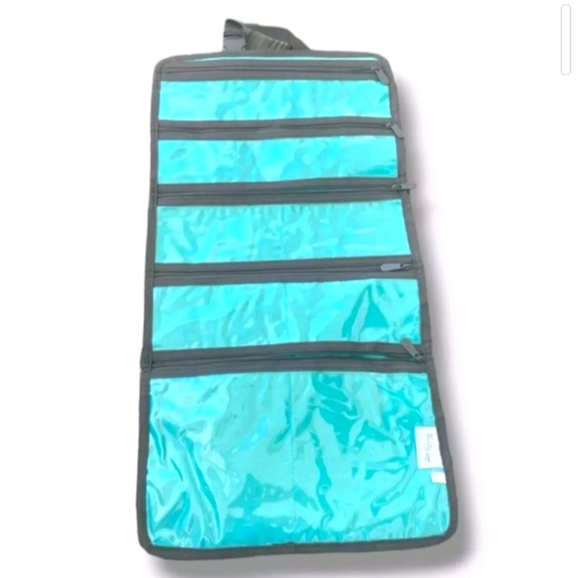 hirty-One Uptown Jewelry Carrier Folding Organizer Bag Sea Plaid NWOT - Picture 3 of 4